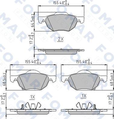 FOMAR Friction FO 839081 - Тормозные колодки, дисковые, комплект autodnr.net