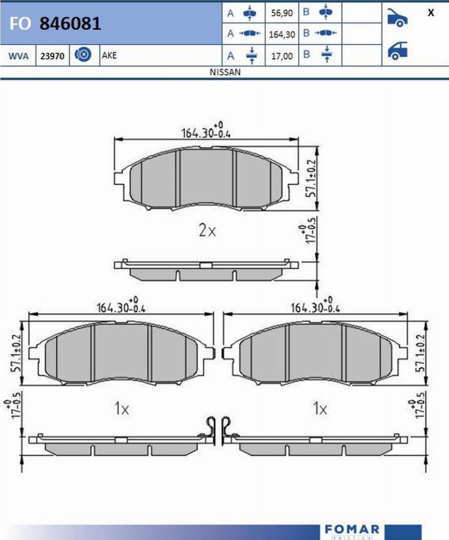 FOMAR Friction FO 846081 - Тормозные колодки, дисковые, комплект avtokuzovplus.com.ua