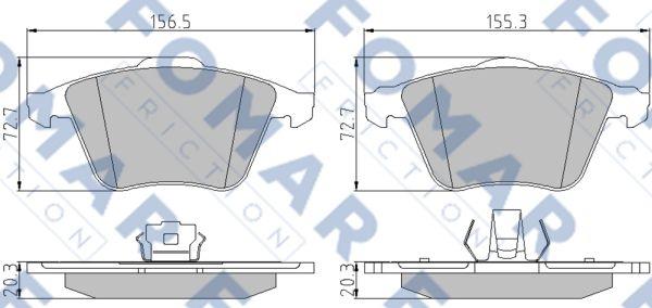 FOMAR Friction FO 849781 - Тормозные колодки, дисковые, комплект avtokuzovplus.com.ua