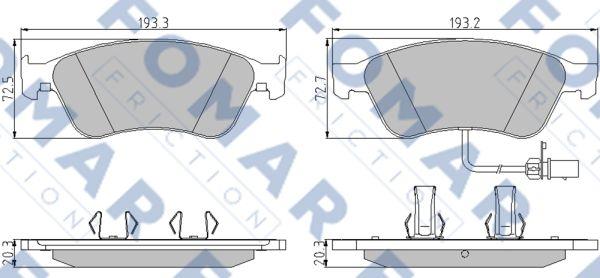 FOMAR Friction FO 858881 - Тормозные колодки, дисковые, комплект avtokuzovplus.com.ua