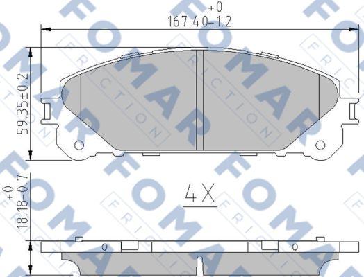 FOMAR Friction FO 862883 - Тормозные колодки, дисковые, комплект avtokuzovplus.com.ua