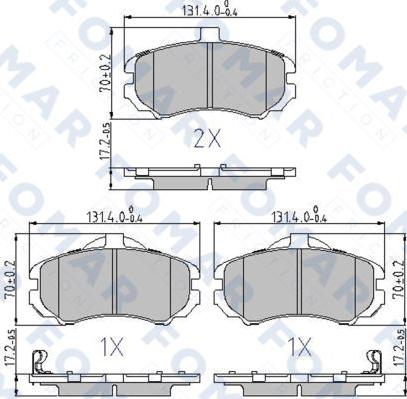 FOMAR Friction FO 872681 - Тормозные колодки, дисковые, комплект avtokuzovplus.com.ua