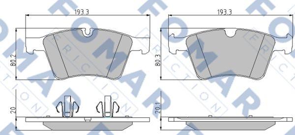 FOMAR Friction FO 873481 - Тормозные колодки, дисковые, комплект avtokuzovplus.com.ua