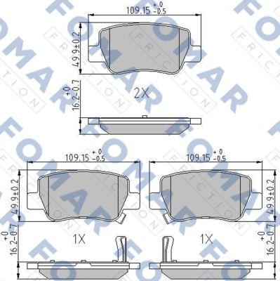 FOMAR Friction FO 896881 - Тормозные колодки, дисковые, комплект avtokuzovplus.com.ua