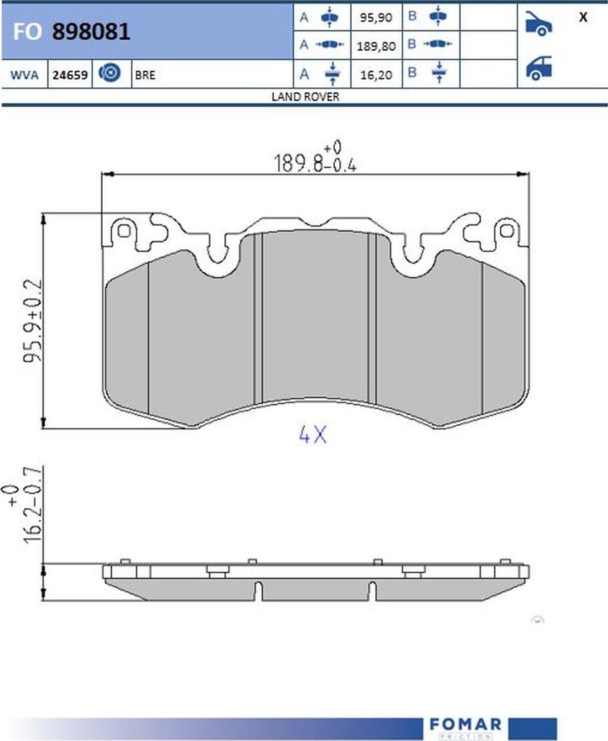 FOMAR Friction FO 898081 - Тормозные колодки, дисковые, комплект avtokuzovplus.com.ua