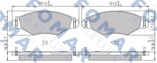 FOMAR Friction FO 906881 - Тормозные колодки, дисковые, комплект avtokuzovplus.com.ua