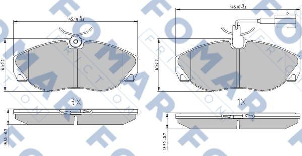 FOMAR Friction FO 909581 - Тормозные колодки, дисковые, комплект avtokuzovplus.com.ua