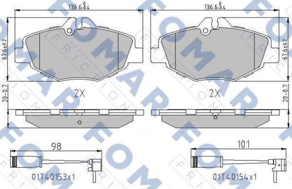 FOMAR Friction FO 911081 - Тормозные колодки, дисковые, комплект avtokuzovplus.com.ua