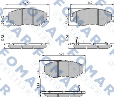 FOMAR Friction FO 911681 - Тормозные колодки, дисковые, комплект avtokuzovplus.com.ua