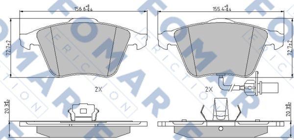 FOMAR Friction FO 912281 - Тормозные колодки, дисковые, комплект avtokuzovplus.com.ua