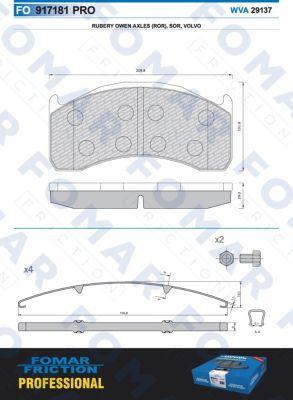 FOMAR Friction FO 917181 - Тормозные колодки, дисковые, комплект avtokuzovplus.com.ua