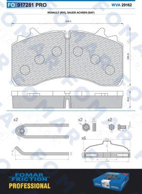 FOMAR Friction FO 917281 - Тормозные колодки, дисковые, комплект avtokuzovplus.com.ua