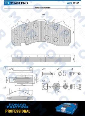 FOMAR Friction FO 917481 - Тормозные колодки, дисковые, комплект avtokuzovplus.com.ua