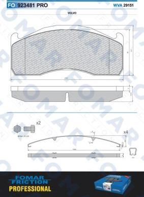 FOMAR Friction FO 923481 - Тормозные колодки, дисковые, комплект avtokuzovplus.com.ua