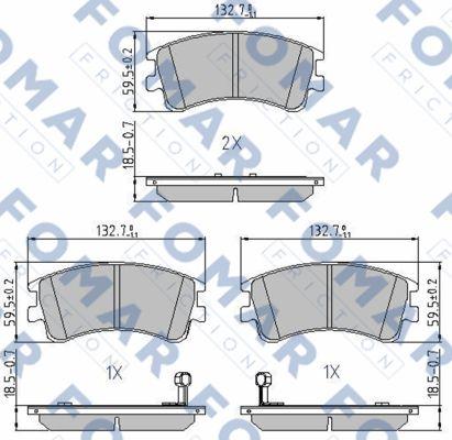 FOMAR Friction FO 924981 - Тормозные колодки, дисковые, комплект avtokuzovplus.com.ua