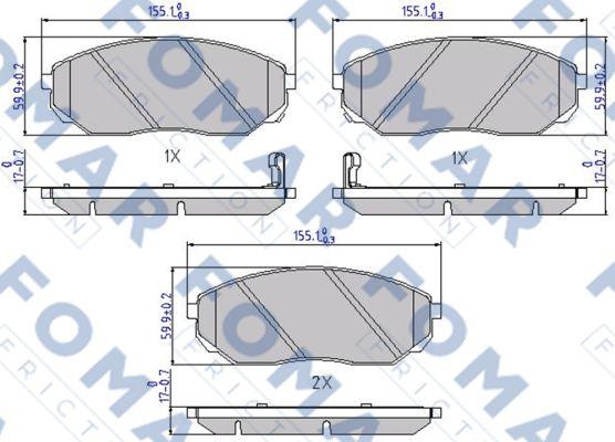 FOMAR Friction FO 931881 - Тормозные колодки, дисковые, комплект avtokuzovplus.com.ua