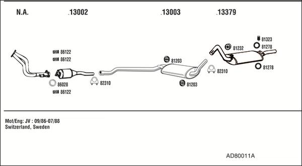 Fonos AD80011A - Система випуску ОГ autocars.com.ua