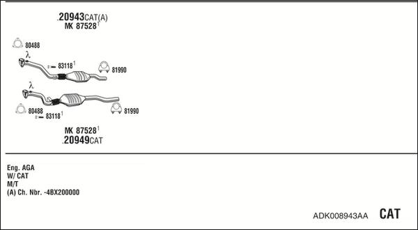 Fonos ADK008943AA - Система випуску ОГ autocars.com.ua
