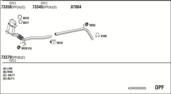 Fonos ADK009305 - Система випуску ОГ autocars.com.ua