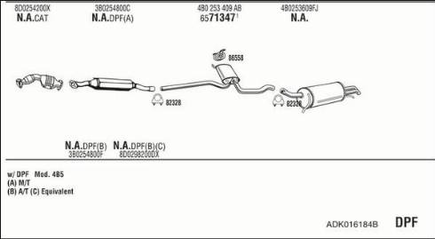 Fonos ADK016184B - Система випуску ОГ autocars.com.ua