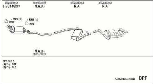 Fonos ADK018376BB - Система випуску ОГ autocars.com.ua
