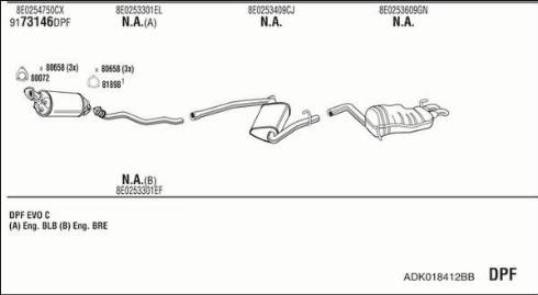 Fonos ADK018412BB - Система випуску ОГ autocars.com.ua
