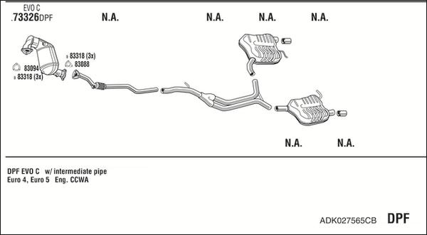 Fonos ADK027565CB - Система випуску ОГ autocars.com.ua