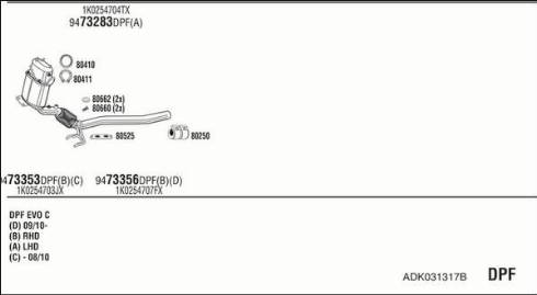 Fonos ADK031317B - Система випуску ОГ autocars.com.ua