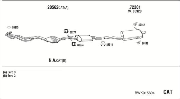 Fonos BWK015894 - Система випуску ОГ autocars.com.ua