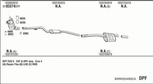 Fonos BWK025490CA - Система випуску ОГ autocars.com.ua