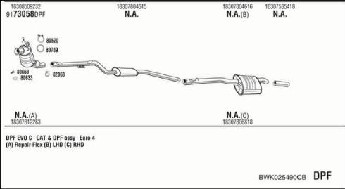 Fonos BWK025490CB - Система випуску ОГ autocars.com.ua