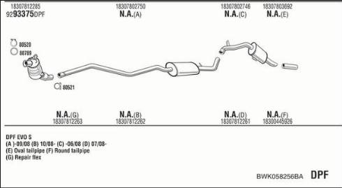 Fonos BWK058256BA - Система випуску ОГ autocars.com.ua