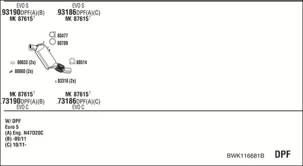 Fonos BWK116681B - Система випуску ОГ autocars.com.ua