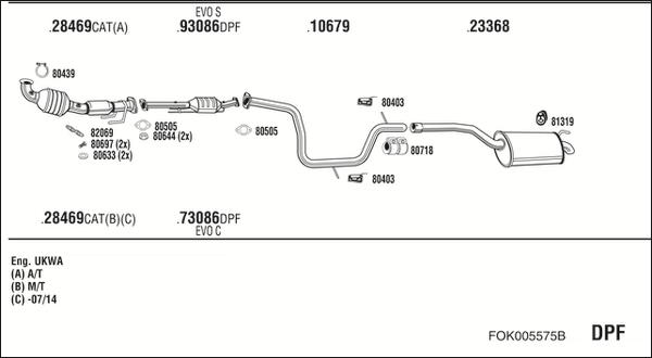 Fonos FOK005575B - Система випуску ОГ autocars.com.ua