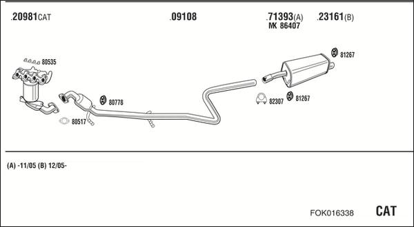 Fonos FOK016338 - Система випуску ОГ autocars.com.ua