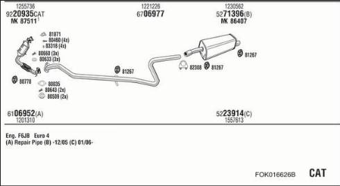 Fonos FOK016626B - Система випуску ОГ autocars.com.ua