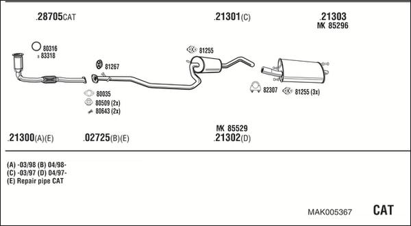 Fonos MAK005367 - Система випуску ОГ autocars.com.ua