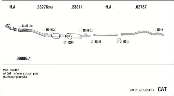 Fonos MBK026985BC - Система випуску ОГ autocars.com.ua