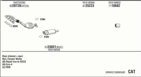 Fonos MNK015890AB - Система випуску ОГ autocars.com.ua