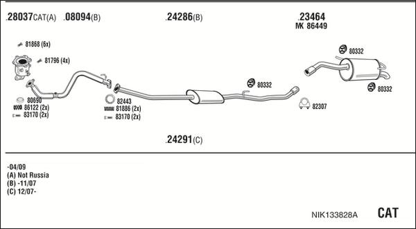 Fonos NIK133828A - Система випуску ОГ autocars.com.ua