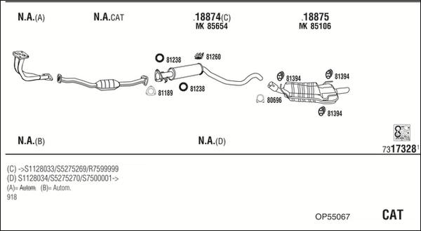 Fonos OP55067 - Система випуску ОГ autocars.com.ua