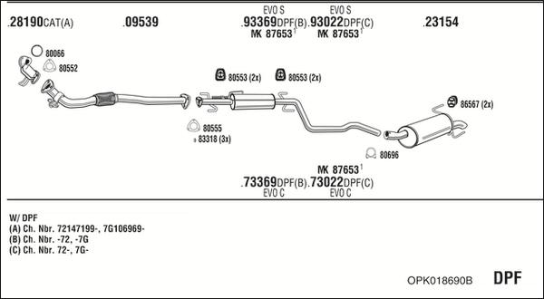 Fonos OPK018690B - Система випуску ОГ autocars.com.ua