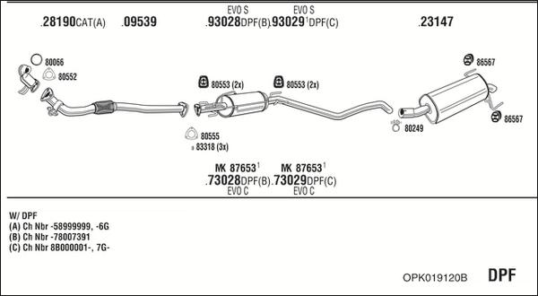 Fonos OPK019120B - Система випуску ОГ autocars.com.ua