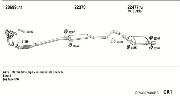 Fonos OPK027980BA - Система випуску ОГ autocars.com.ua