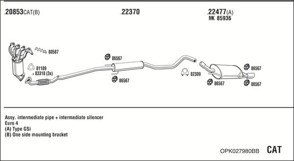 Fonos OPK027980BB - Система випуску ОГ autocars.com.ua