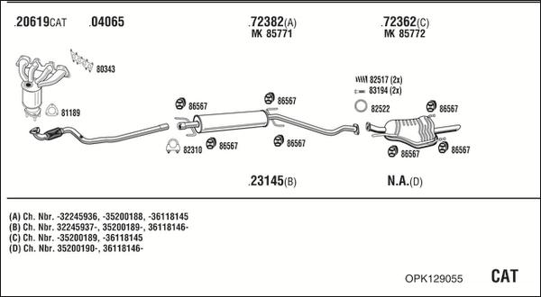 Fonos OPK129055 - Система випуску ОГ autocars.com.ua