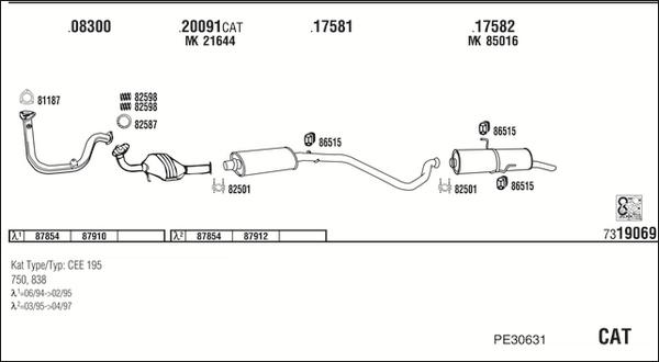 Fonos PE30631 - Система випуску ОГ autocars.com.ua