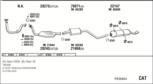 Fonos PE30654 - Система випуску ОГ autocars.com.ua