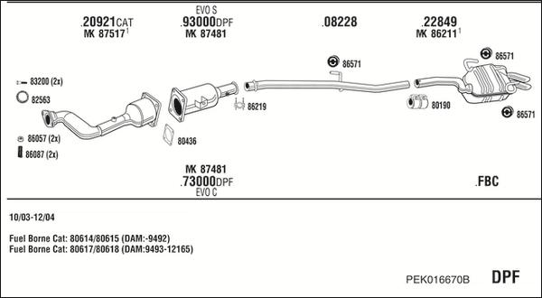 Fonos PEK016670B - Система випуску ОГ autocars.com.ua