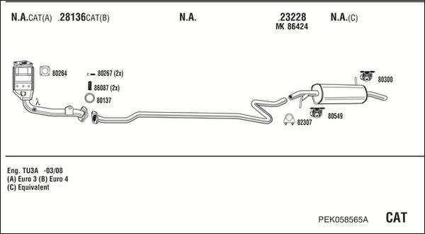 Fonos PEK058565A - Система випуску ОГ autocars.com.ua